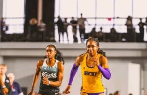 Kelly Ufodiama Dominates 60m and 200m Prelims at American Conference Indoor Championships