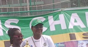 Pinky Onyemenam Wins Most Outstanding Female Player Award At CBN Junior Tennis Championship.