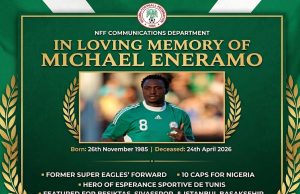 Michael Eneramo’s Super Eagles’ Exploits Highlighted In Special Virtual Card After His Death On Friday