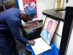‘Final Farewell to a Football Giant!’ — SSA Adeboye Storms NFF House, Signs Condolence Register for Late Galadima
