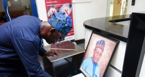 ‘Final Farewell to a Football Giant!’ — SSA Adeboye Storms NFF House, Signs Condolence Register for Late Galadima
