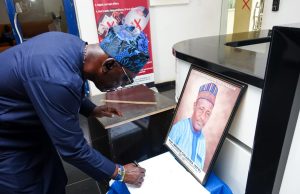 ‘Final Farewell to a Football Giant!’ — SSA Adeboye Storms NFF House, Signs Condolence Register for Late Galadima
