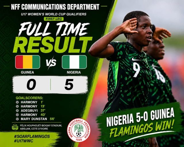 Morocco 2026: Captain Chidi nets hat-trick as Flamingos trounce Guinea 5-0 in Abidjan