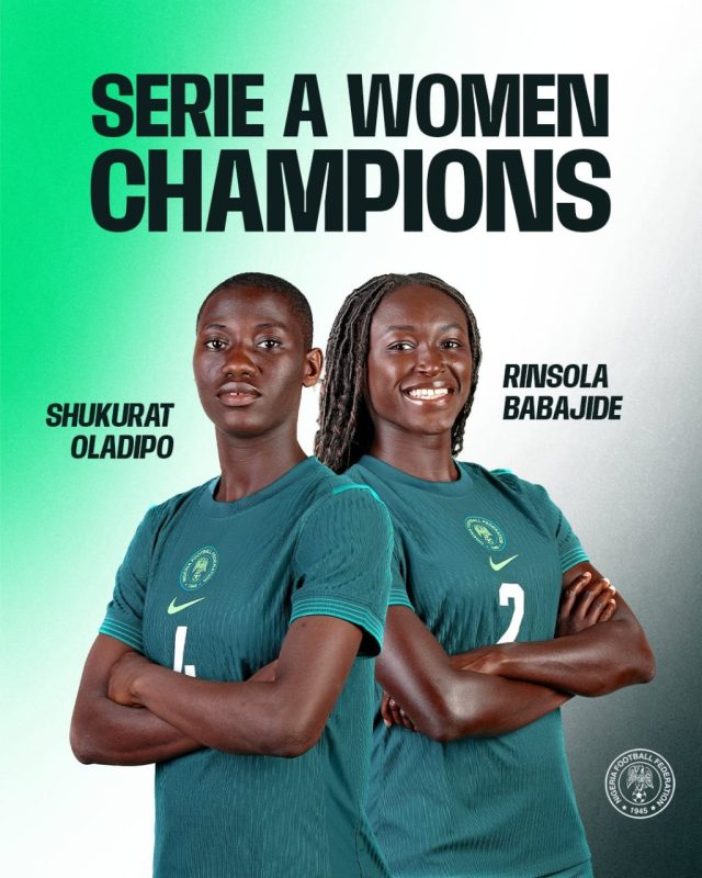 NFF Celebrates as Super Falcons Duo Win Serie A Femminile Title