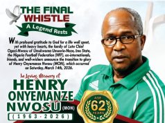 Saint Finbarr’s College To Host Novelty Match In Honour Of Late Henry Nwosu On May 23rd