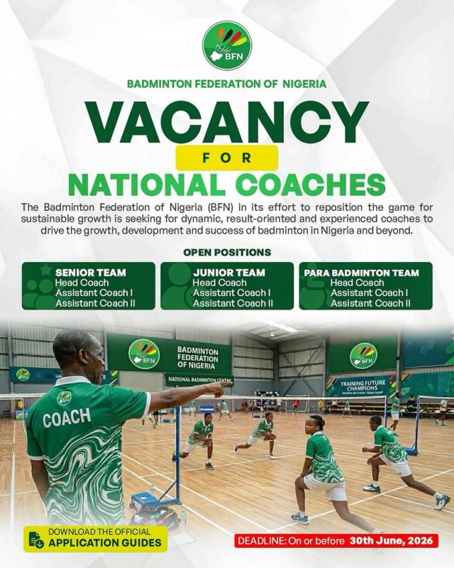 Badminton Federation Declares National Team Coaching Positions Vacant