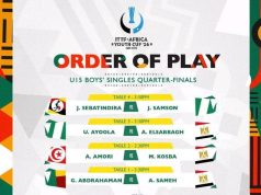 Nigeria’s Quarter-Final Opponents Confirmed in U-15 Boys’ Singles at ITTF Africa Youth Championships