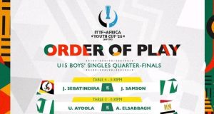 Nigeria’s Quarter-Final Opponents Confirmed in U-15 Boys’ Singles at ITTF Africa Youth Championships