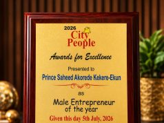 “Celebrate a Youth Today, Build a Nation Tomorrow” — Prince Saheed Akorede Kekere-Ekun Dedicates City People Award to Nigerian Youths