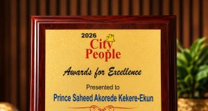“Celebrate a Youth Today, Build a Nation Tomorrow” — Prince Saheed Akorede Kekere-Ekun Dedicates City People Award to Nigerian Youths