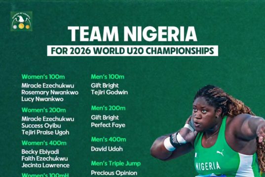 World U20 Championships 2026: Team Nigeria Names 15 Athletes for Oregon Showpiece