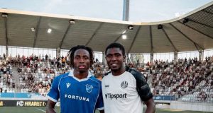 Nigerian Stars Face Off in Czech Republic! Abdullahi Umar and Abdullahi Bewene Share Special Moment After Hradec Králové Win