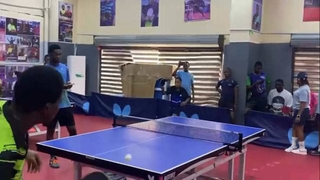 Table tennis action